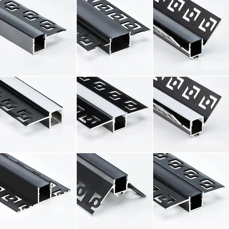 DecorBites™ Black LED Aluminum Profile for Invisible Ceiling Light Strip Bar