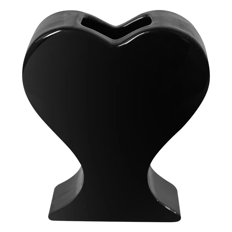 DecorBites™ Heart-shaped Pink Hearts Porcelain Vase - Handicraft Ornament & Home Decor