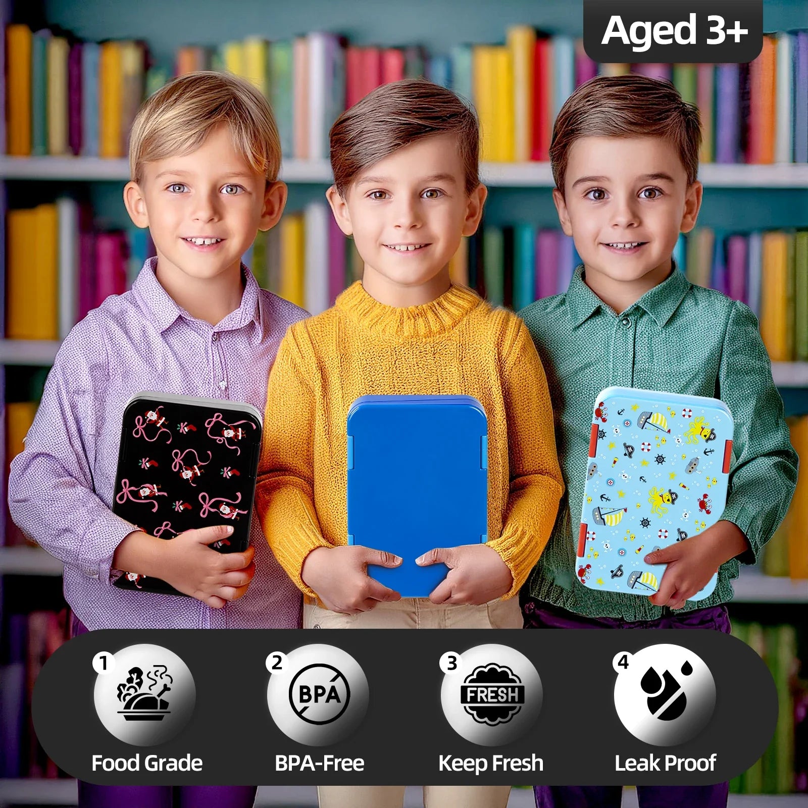Adorable Kids Lunch Box Student Microwave Safe Travel Bento Box Halloween Container Portable Leak Proof Fruit Salad Bento Box
