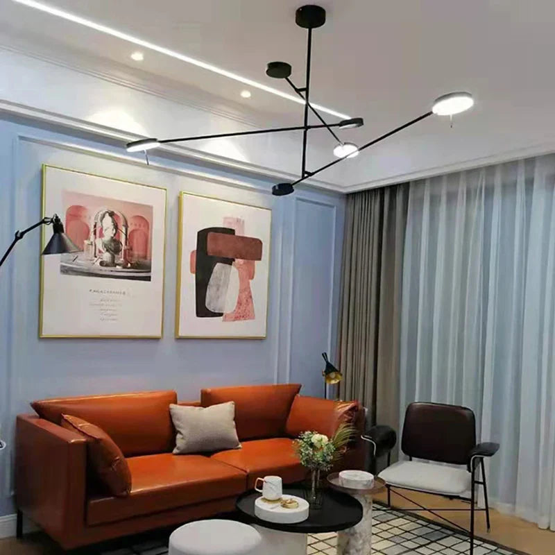 DecorBites™ Black Metal LED Chandelier for Minimalist Living Room Lighting