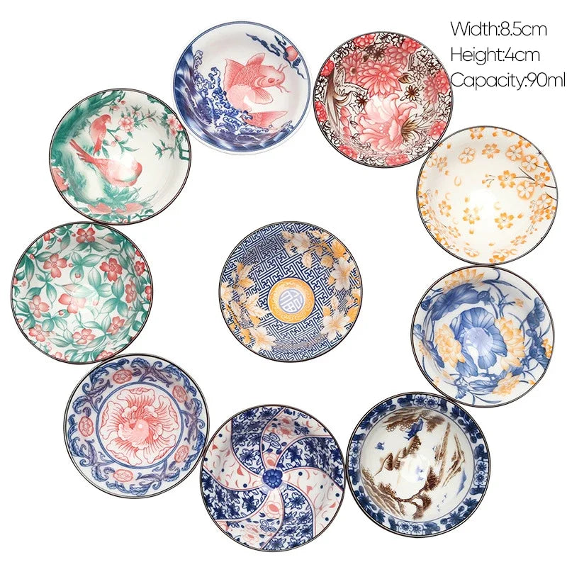 DecorBites™ Blue and White Porcelain Hand-Painted Tea Cups - Set of 1