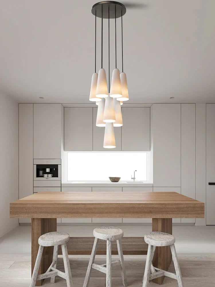 DecorBites™ Elegant White Glass Cup Chandeliers for Luxe Living Room