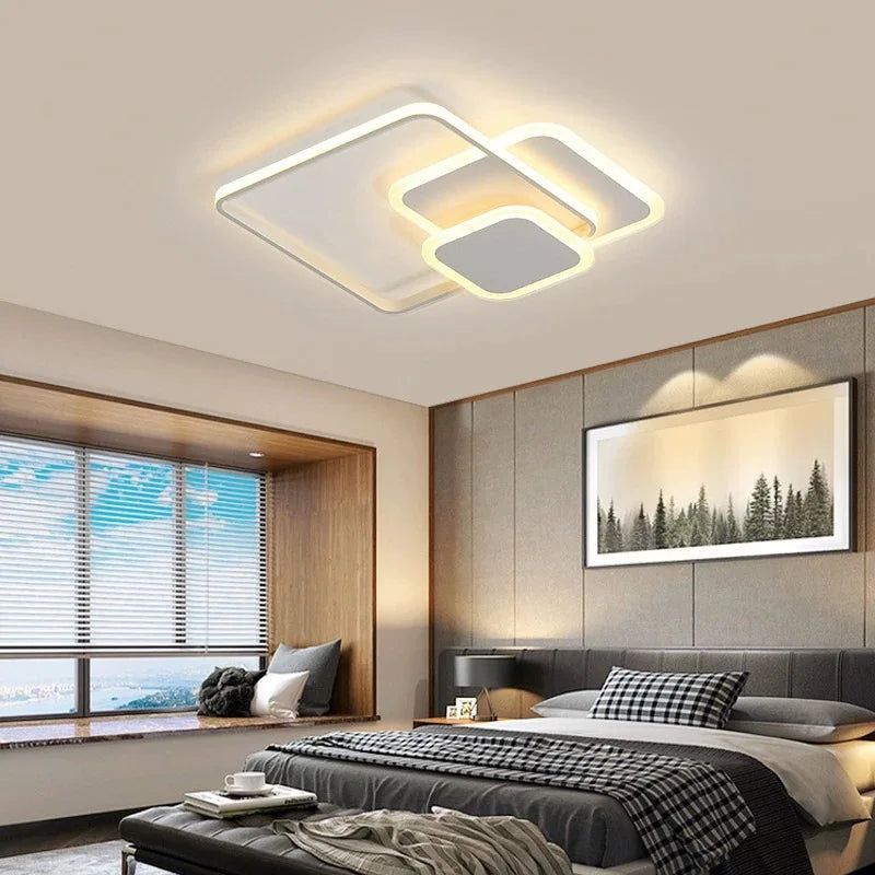 DecorBites™ LED Chandelier with Remote for Living Room, Bedroom - Modern White Ceiling Lamp