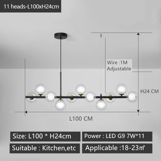 DecorBites™ Black Gold Nordic Pendant Chandelier for Dining Kitchen Living Bedroom Lighting