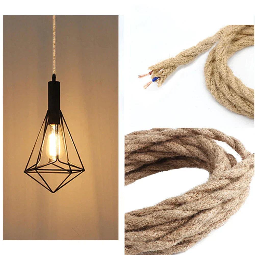 DecorBites™ Beige Hemp Rope Woven Pendant Light Cable - 1/5/10/20/30 Meters