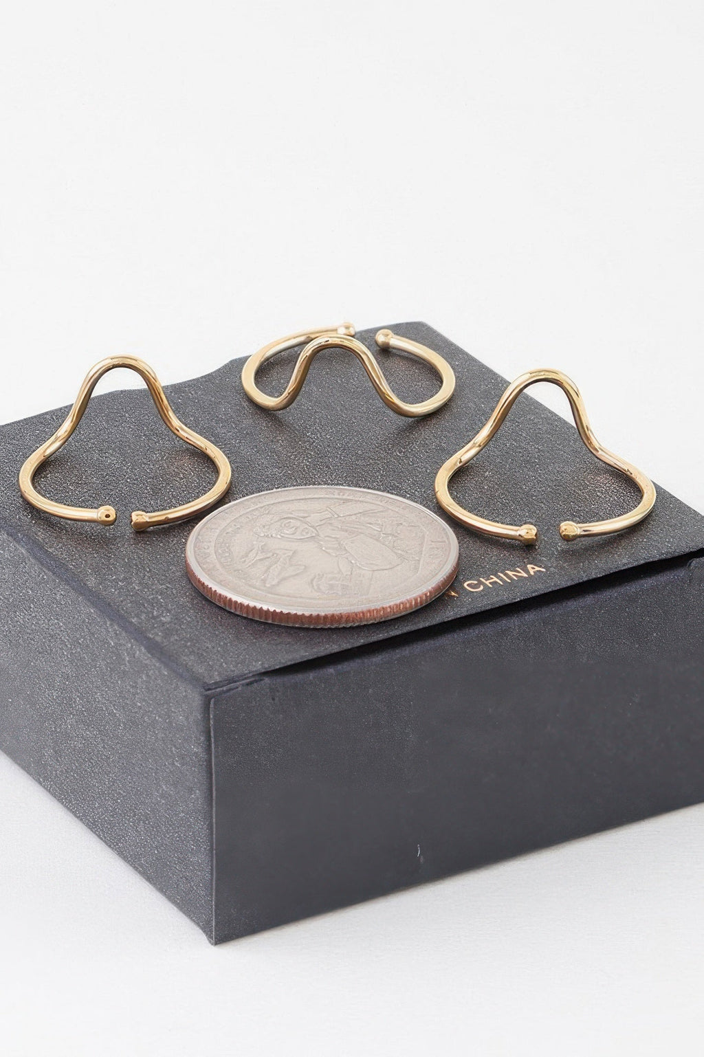 Triple Open Wave Ring Set
