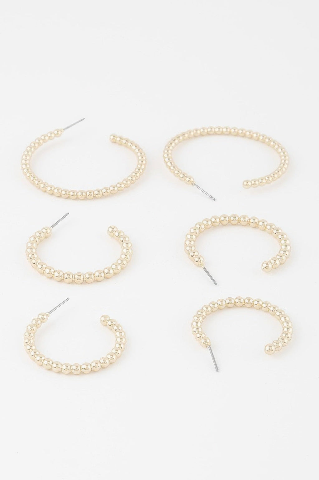Pearl Bead Open Hoop Earrings Set
