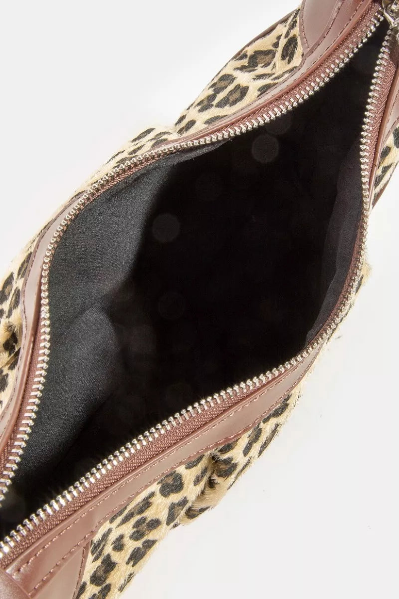 Leopard Print Half Moon Shoulder Bag