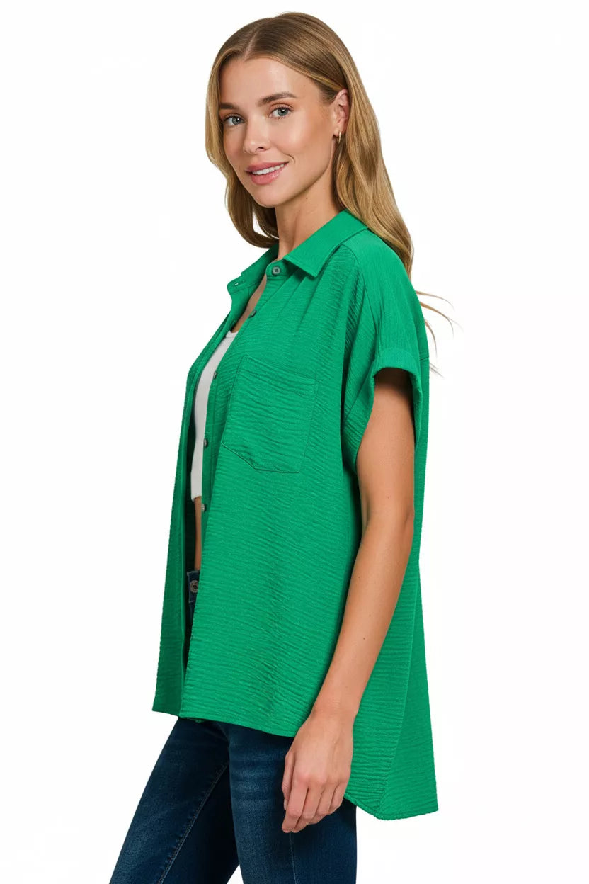 Woven Airflow Button Down Shirt