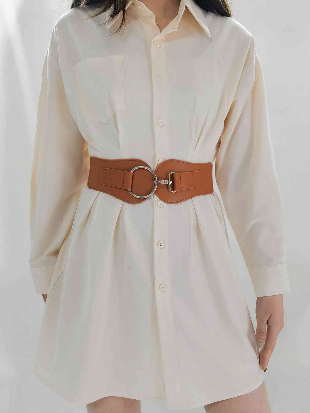 Elegant Fashion PU Elastic Wide Belt – Adjustable Comfort Fit See size chart under “more details”