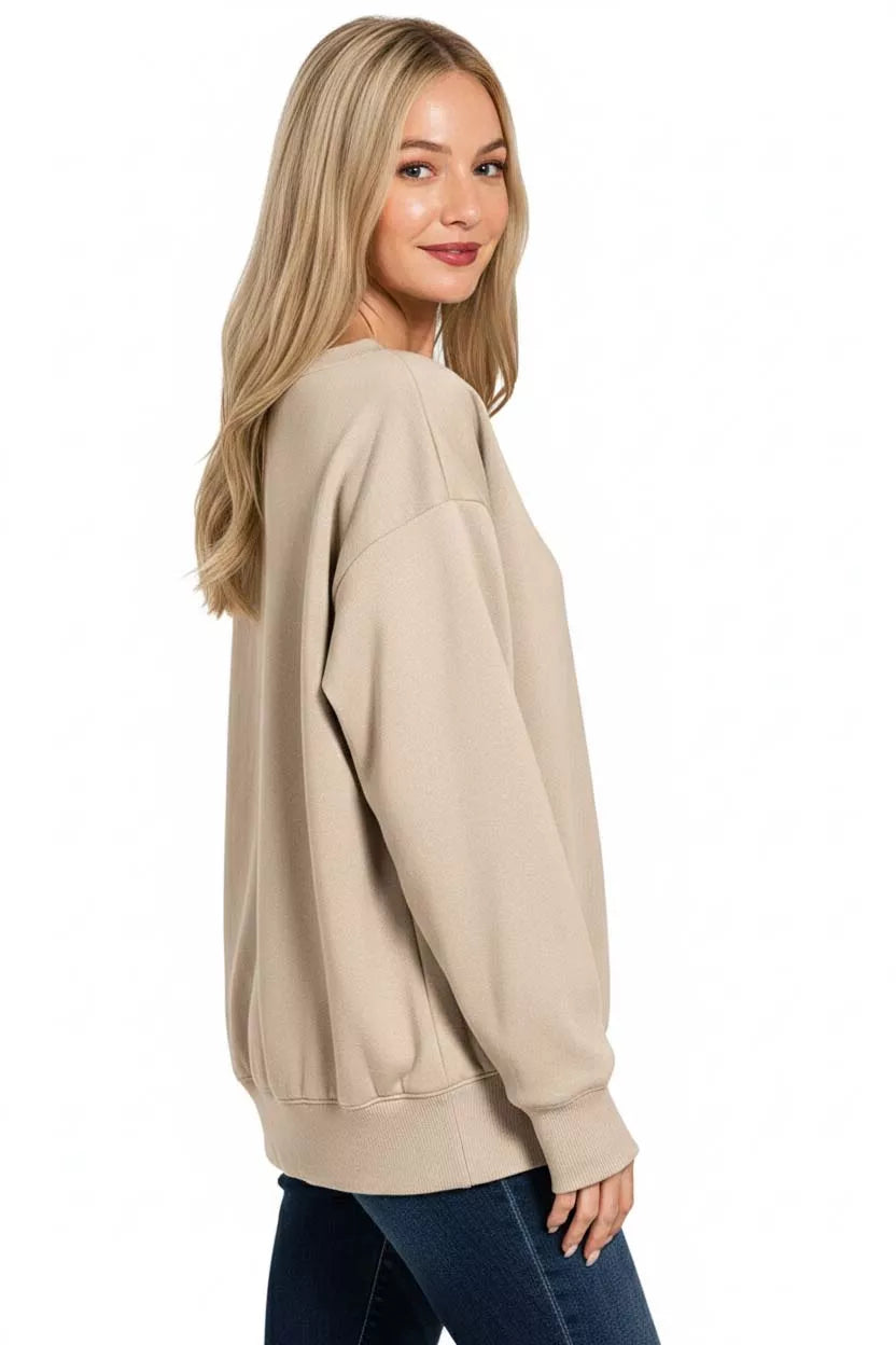 Fleece Boat Neck Sweatshirt