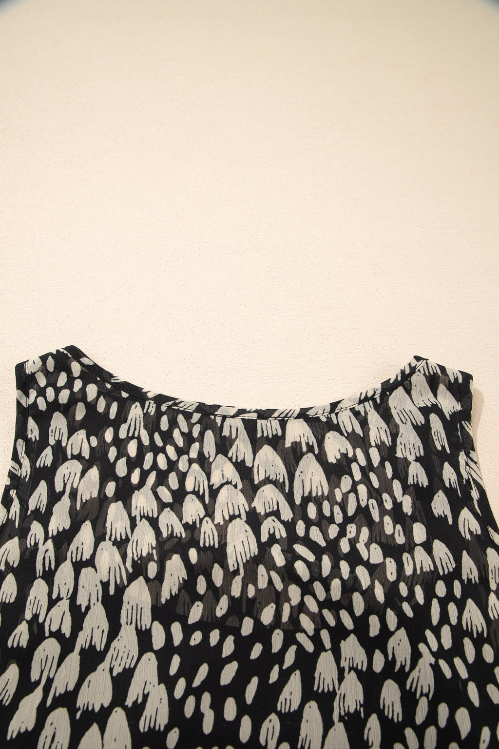 Black Printed Sleeveless Maxi Dress