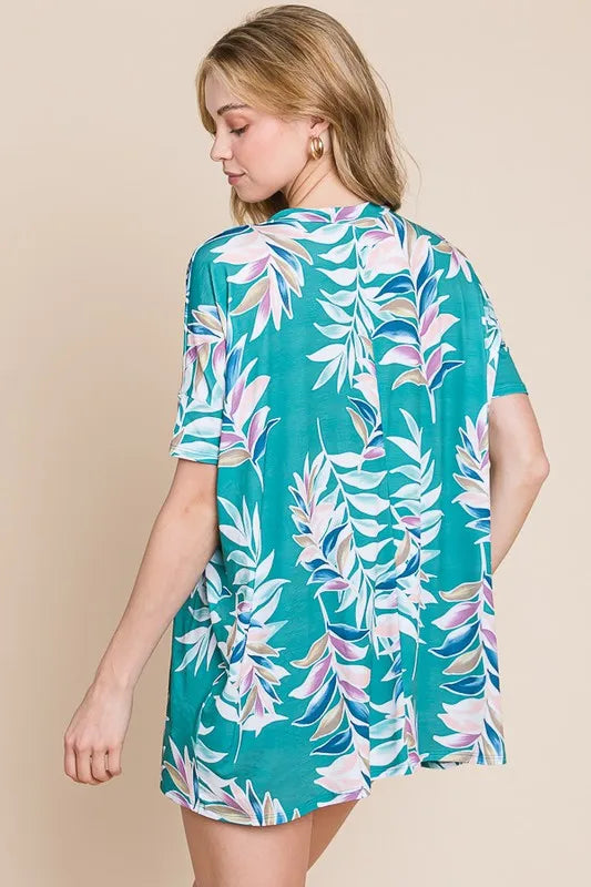 Loose Fit Vintage Floral Tunic Top