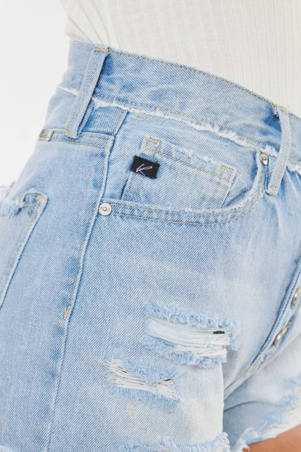 I am a Fashion Junky Distressed Button Fly Denim Shorts