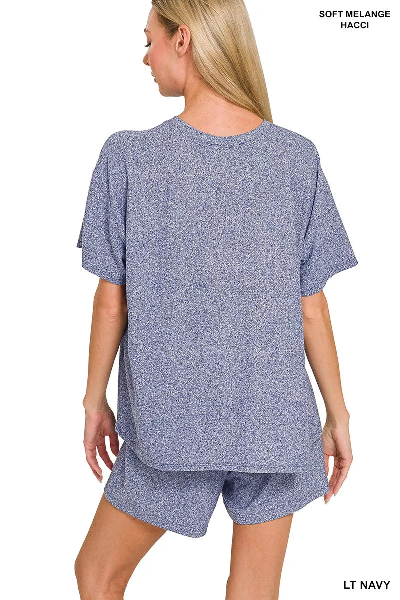 I am a Fashion junky Soft Melange Short Sleeve Tee and Shorts Set