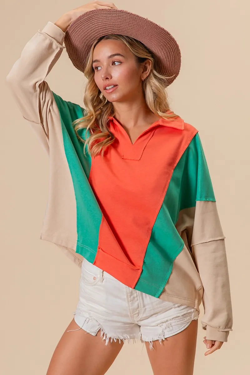Colorblock Exposed Seam French Terry Sweatshirt