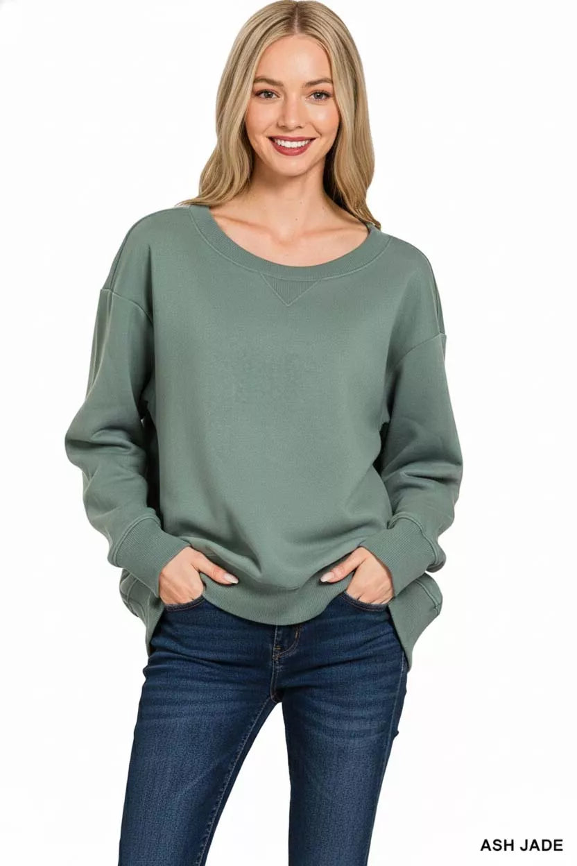 Fleece Boat Neck Sweatshirt