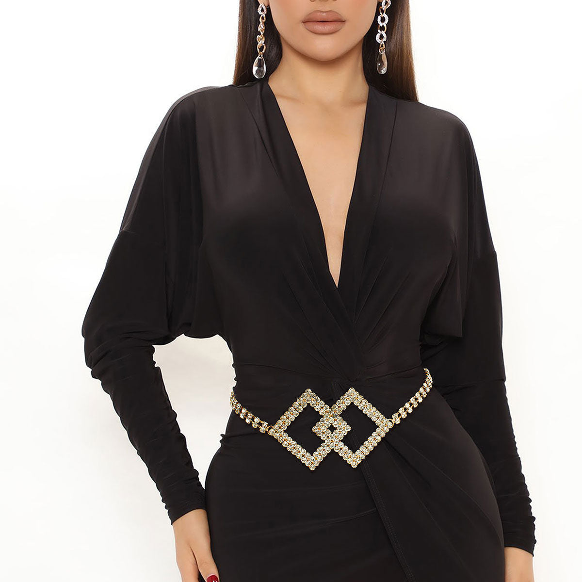 Diamond Chain Belt Gold Embellished Stylish Statement Accessory