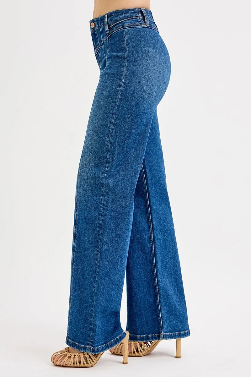 Seam Detail Wide Leg Jeans