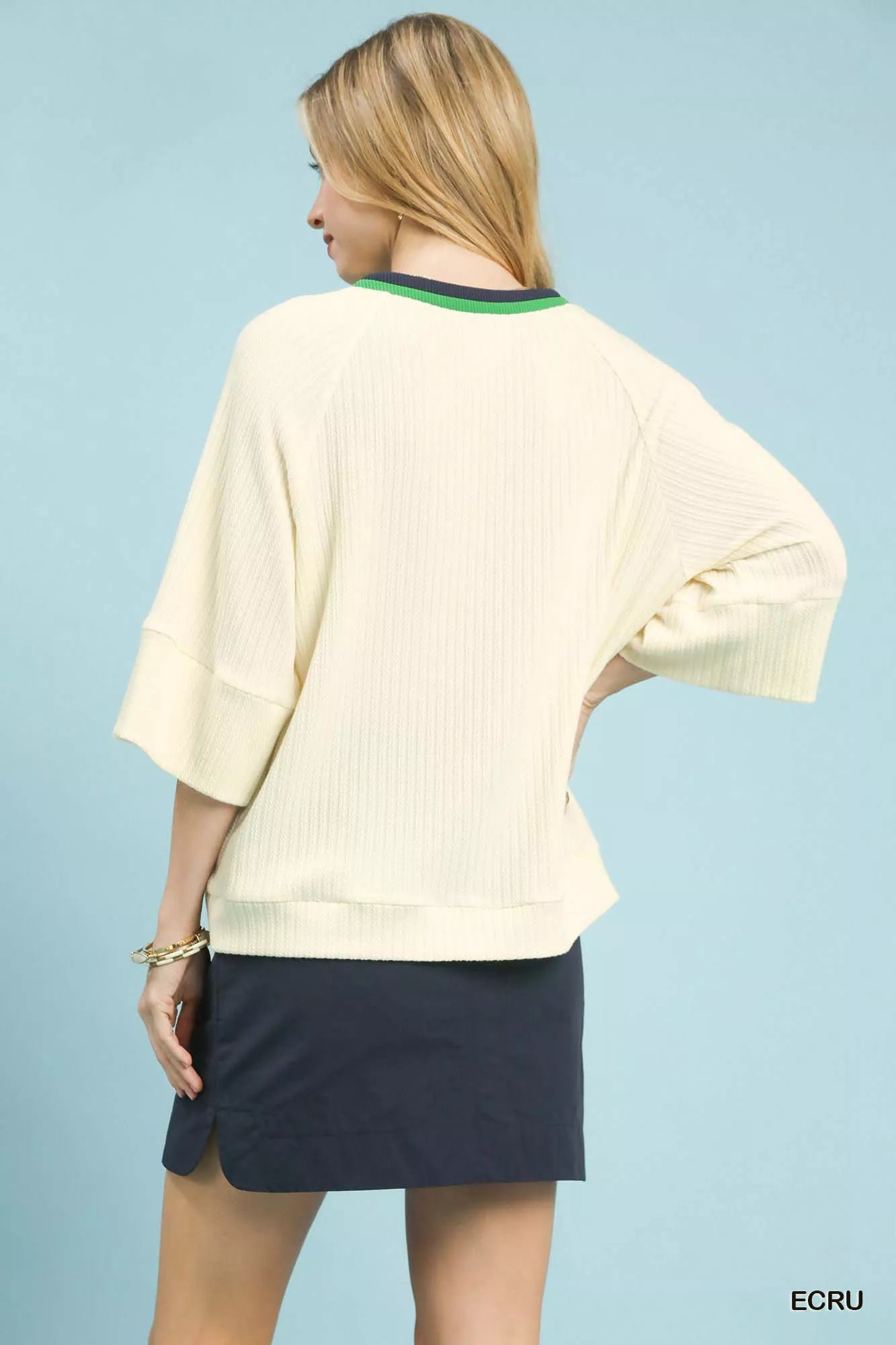I am a Fashion Junky Ribbed Knit Top with Contrast Trim