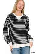 Contrast Striped Round Neck Sweatshirt