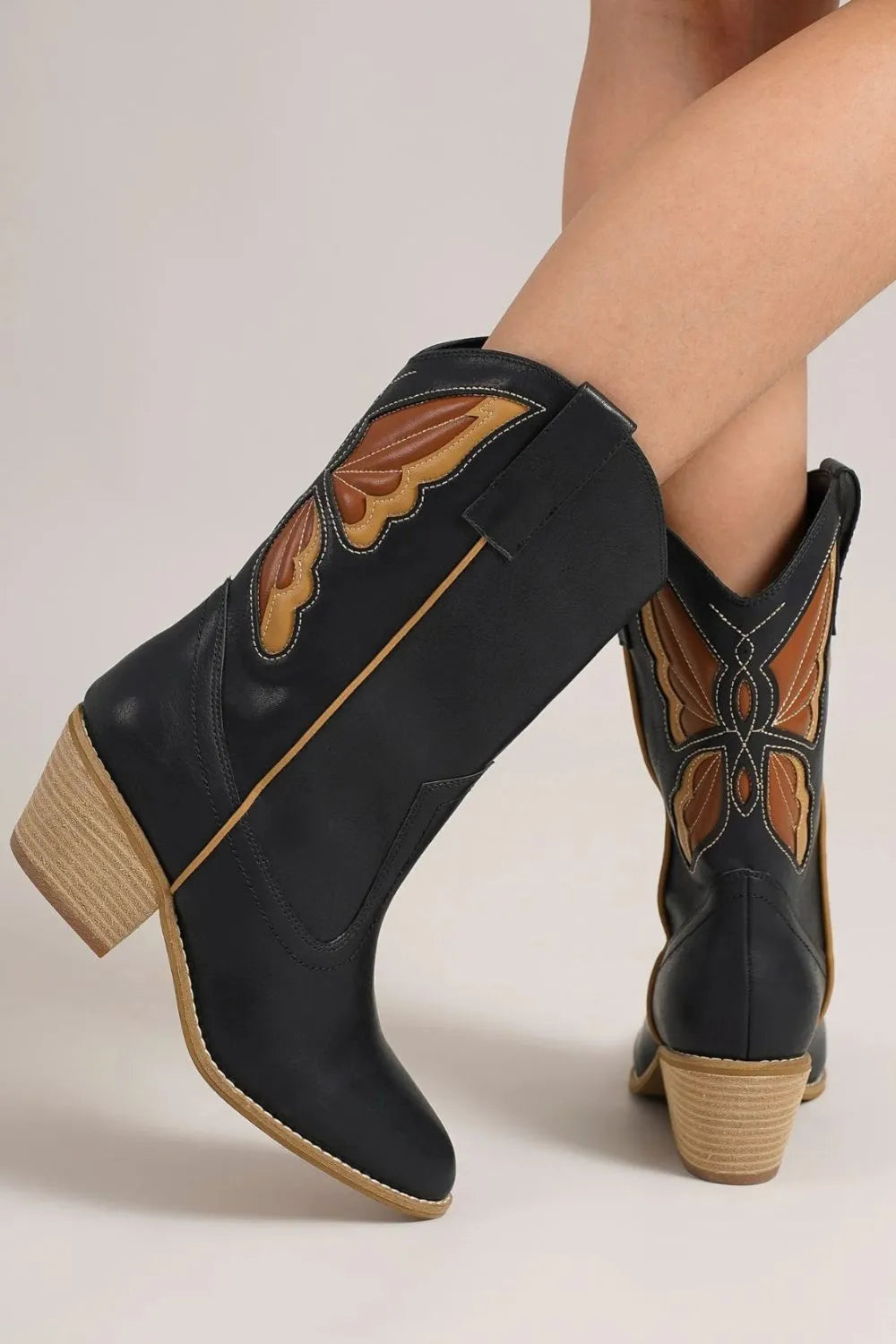 Fashion Butterfly Cut Detail Point Toe Boots