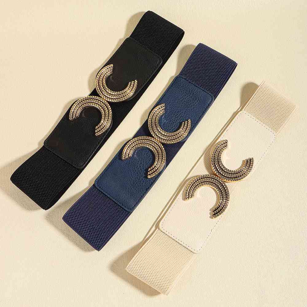 YourBrand Double C Buckle Elastic Belt – Stylish and Versatile Design See size chart under “more details”