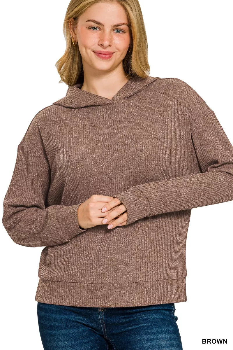Ribbed Long Sleeve Hoodie