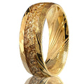Middle Inlaid Gold Foil Damascus Steel Ring