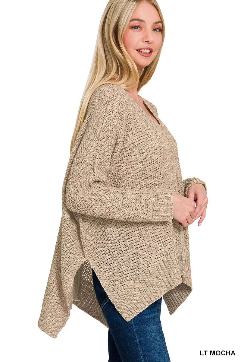 Dolman Sleeve V-Neck Sweater