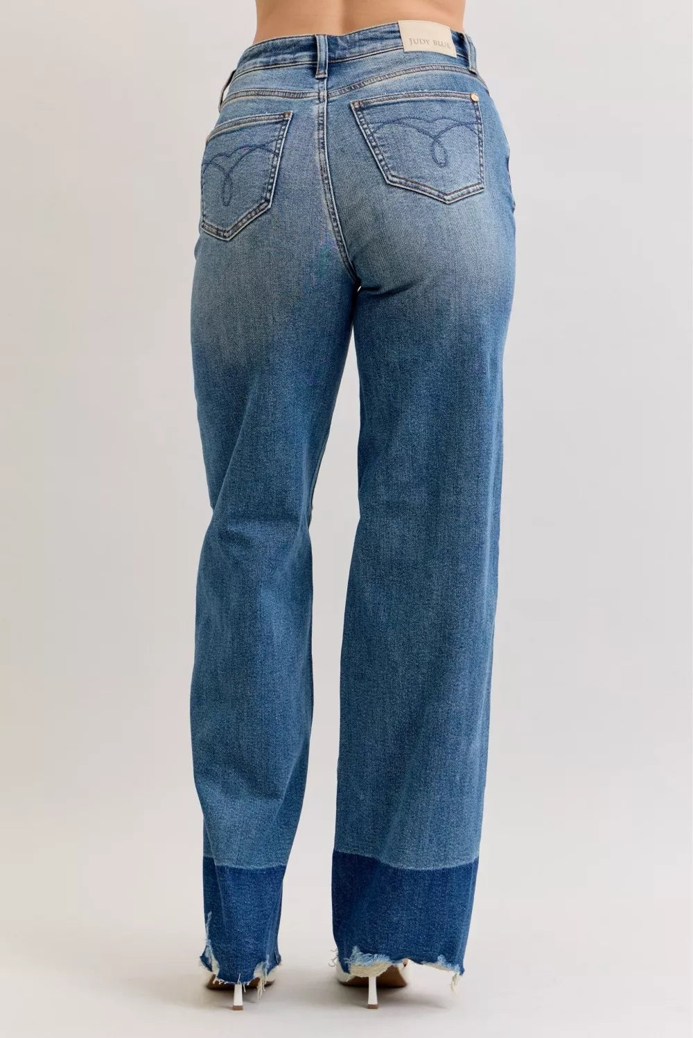 Raw Hem High Waist Column Straight Jeans