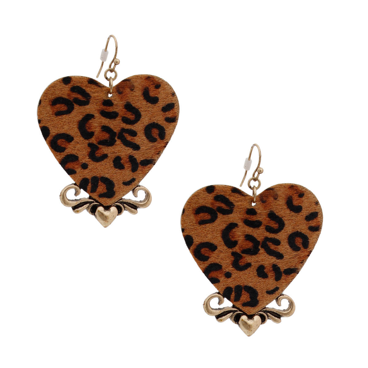 Leather Heart Earrings Leopard Print Stylish Statement Jewelry