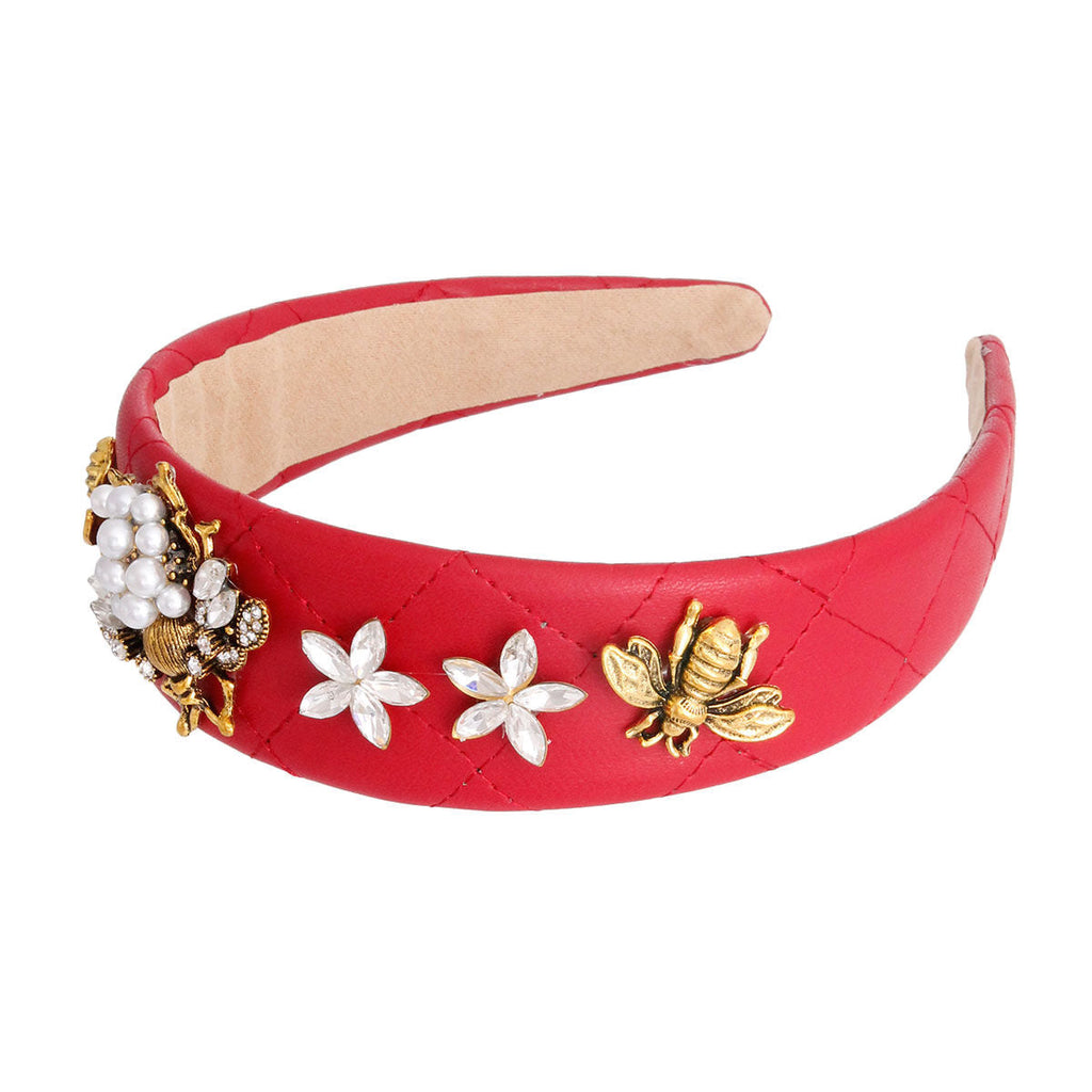 Leather Headband Red Stylish Chic Bee-luxe Accessory