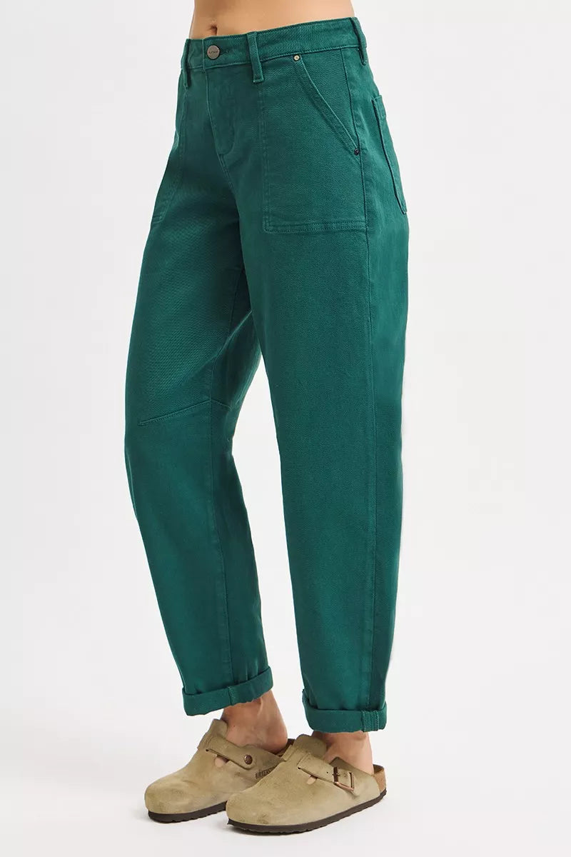 High Rise Ankle Cuffed Barrel Pants