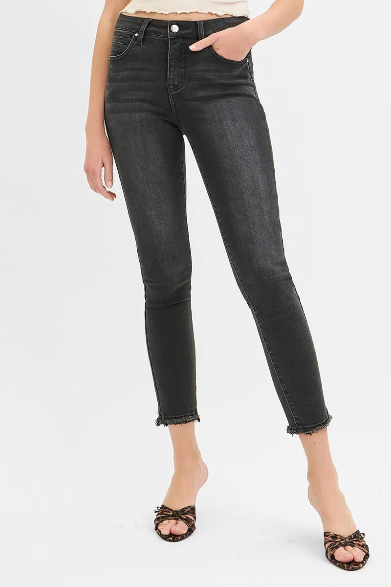 Full Size Tummy Control Mid Rise Crop Skinny Jeans Plus Size