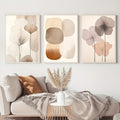DecorBites™ Abstract Beige Japanese Flower Canvas Wall Art