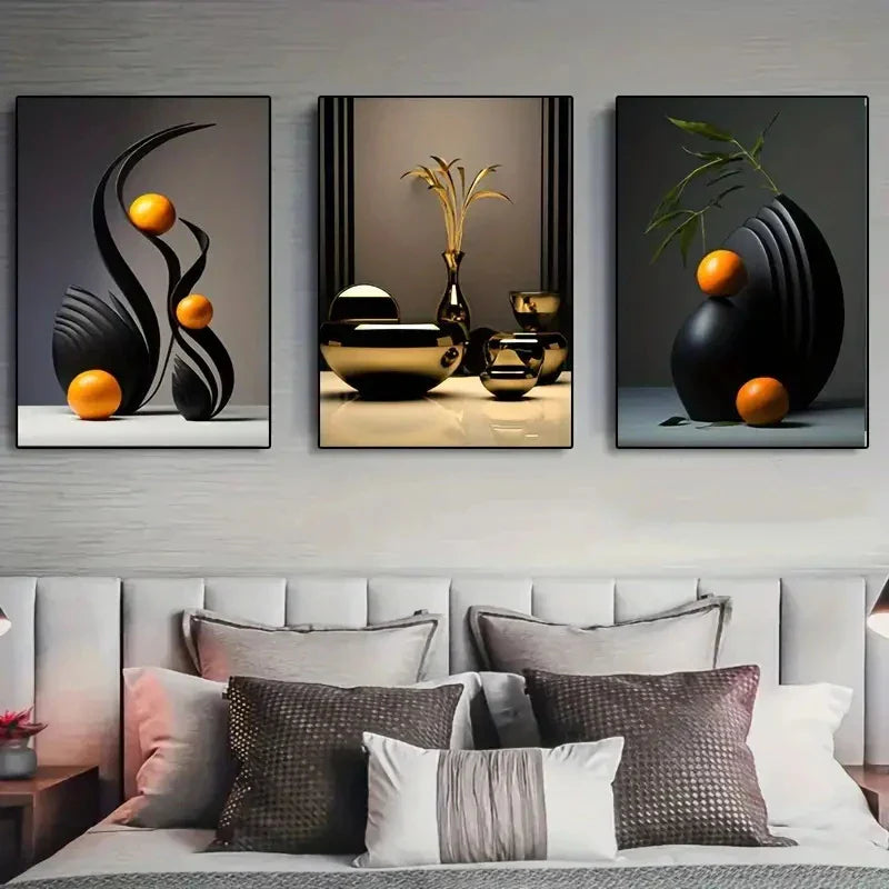 DecorBites™ Abstract Canvas Print Set: 3D Sculpture Wall Art