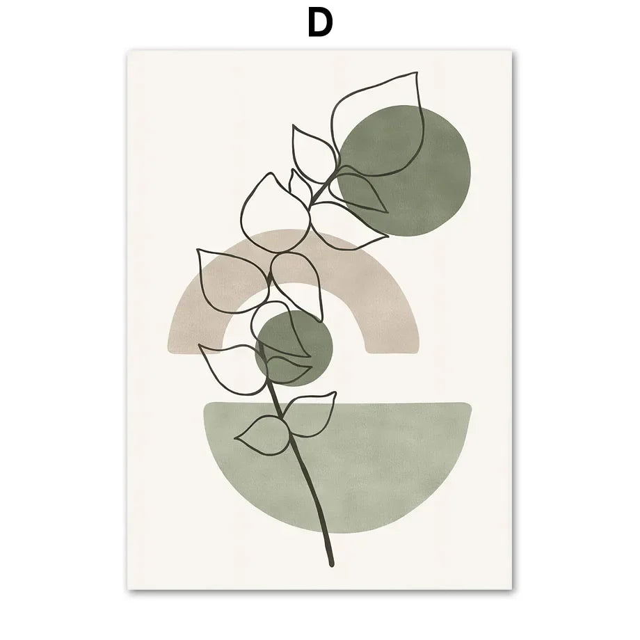 DecorBites™ Abstract Geometric Leaves Canvas Wall Art