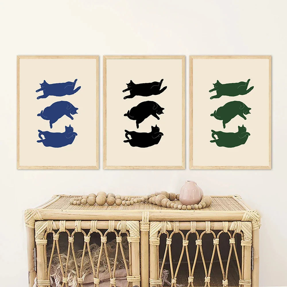DecorBites™ Abstract Lazy Cat Canvas Wall Art
