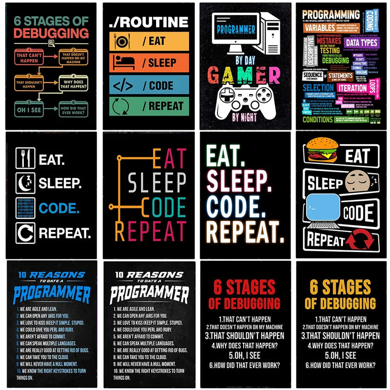 DecorBites™ Abstract Programmer Gamer Canvas Wall Art