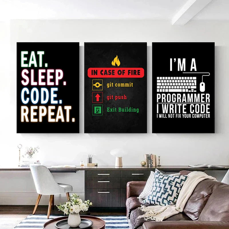 DecorBites™ Abstract Programmer Gamer Canvas Wall Art