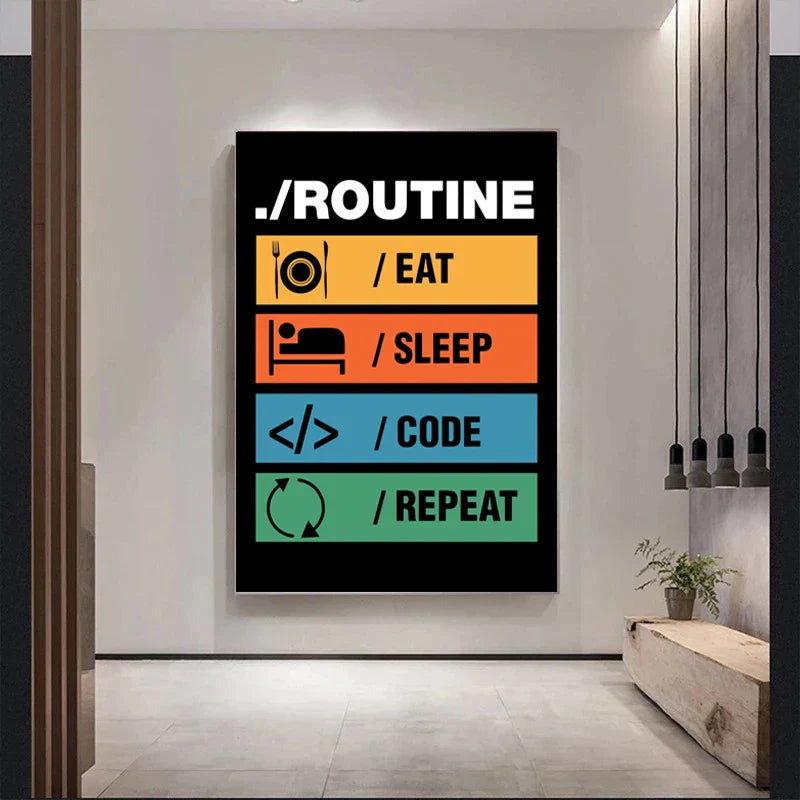 DecorBites™ Abstract Programmer Gamer Canvas Wall Art