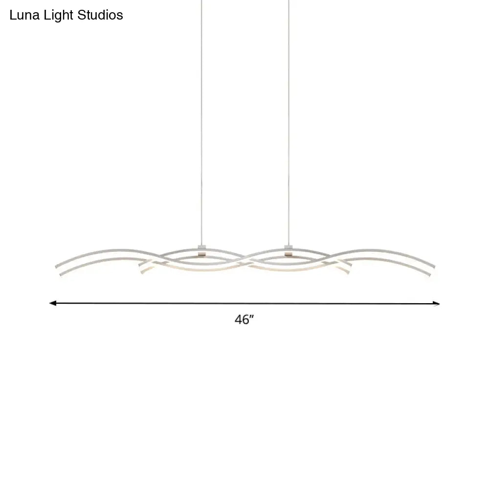 DecorBites™ Acrylic LED Island Pendant Light in Warm/White - Silver Wave Suspended Fixture