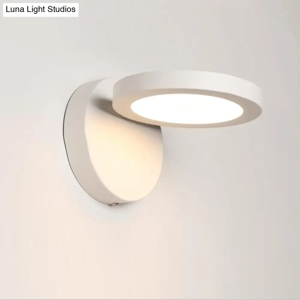 DecorBites™ Acrylic Rotating Lens Wall Light: Simplicity in White/Black with Warm/White LED Glow