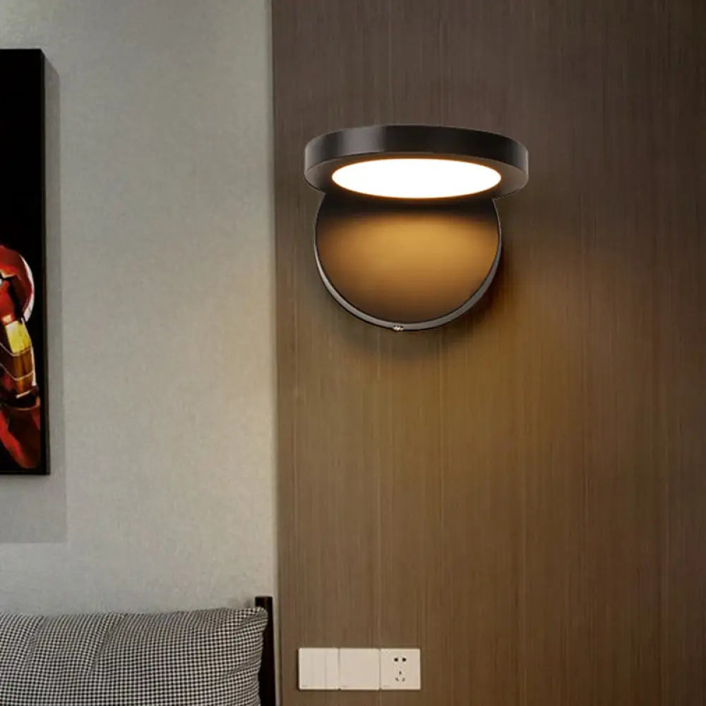 DecorBites™ Acrylic Rotating Lens Wall Light: Simplicity in White/Black with Warm/White LED Glow