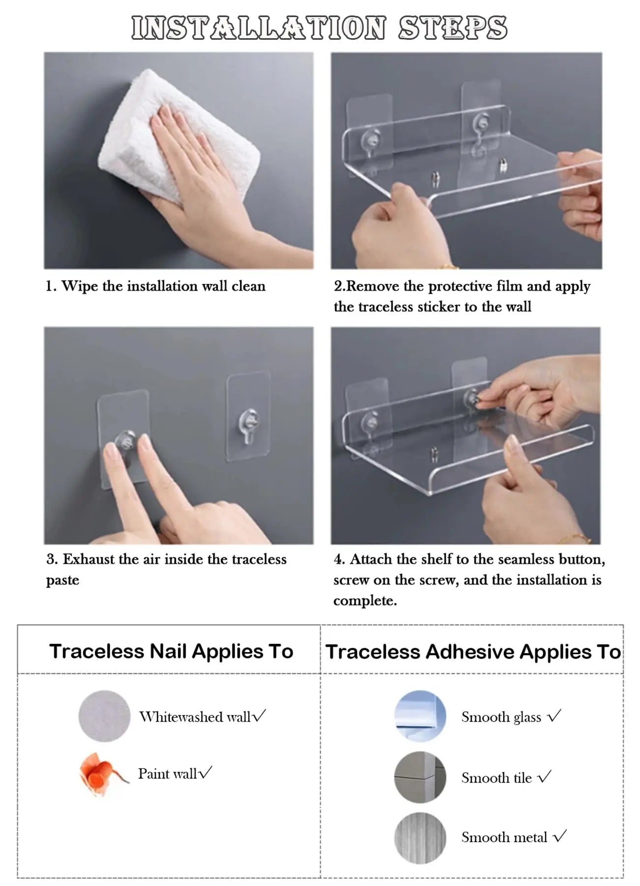 DecorBites™ Acrylic Wall Shelf Organizer for Home Decor