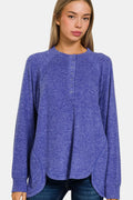 Full Size Brushed Melange Hacci High-Low Sweater
