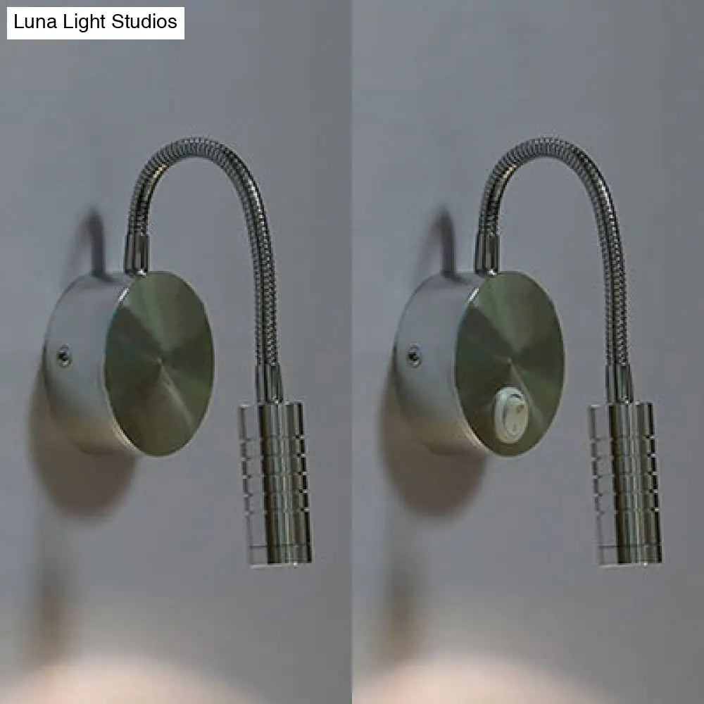 DecorBites™ Adjustable Chrome Cylinder Wall Mount LED Sconce in Warm/White Lighting - Modern Metal Lamp
