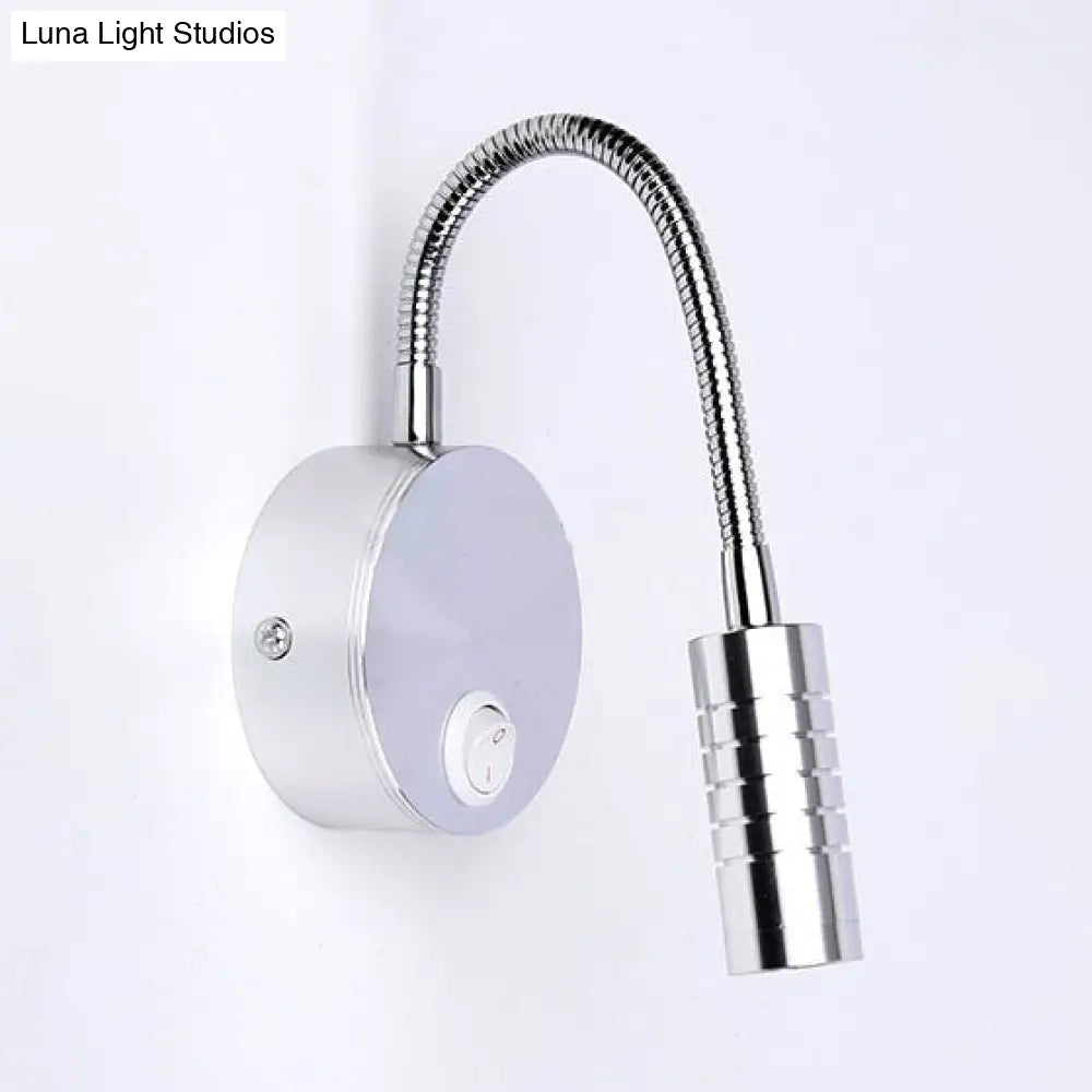 DecorBites™ Adjustable Chrome Cylinder Wall Mount LED Sconce in Warm/White Lighting - Modern Metal Lamp