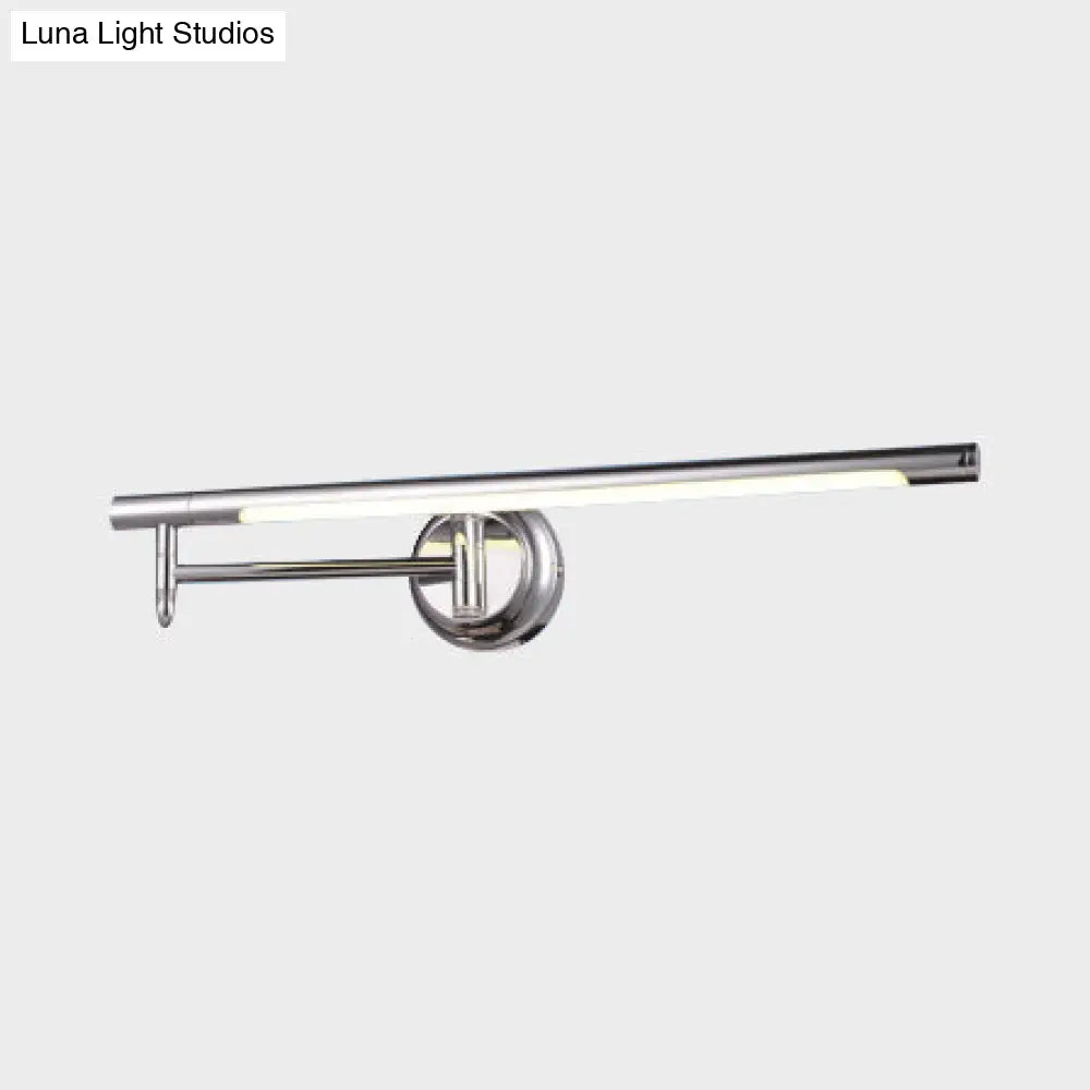 DecorBites™ Adjustable LED Vanity Sconce with Metallic Mini Cylinder and Round/Square Backplate in Silver - Warm/White Lighting